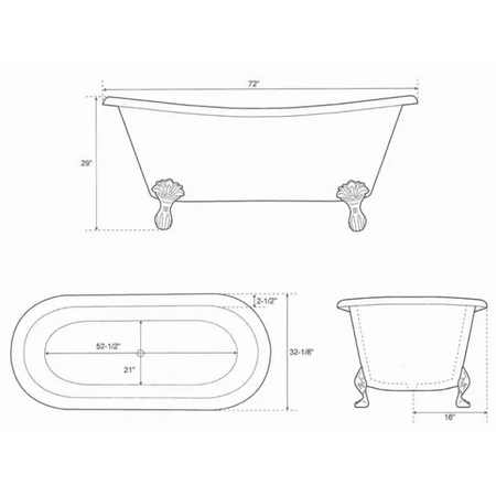 Coppersmith Creations Clawfoot Brass Bathtub (1 size, Full Brass Finish) - Brand New Bathrooms