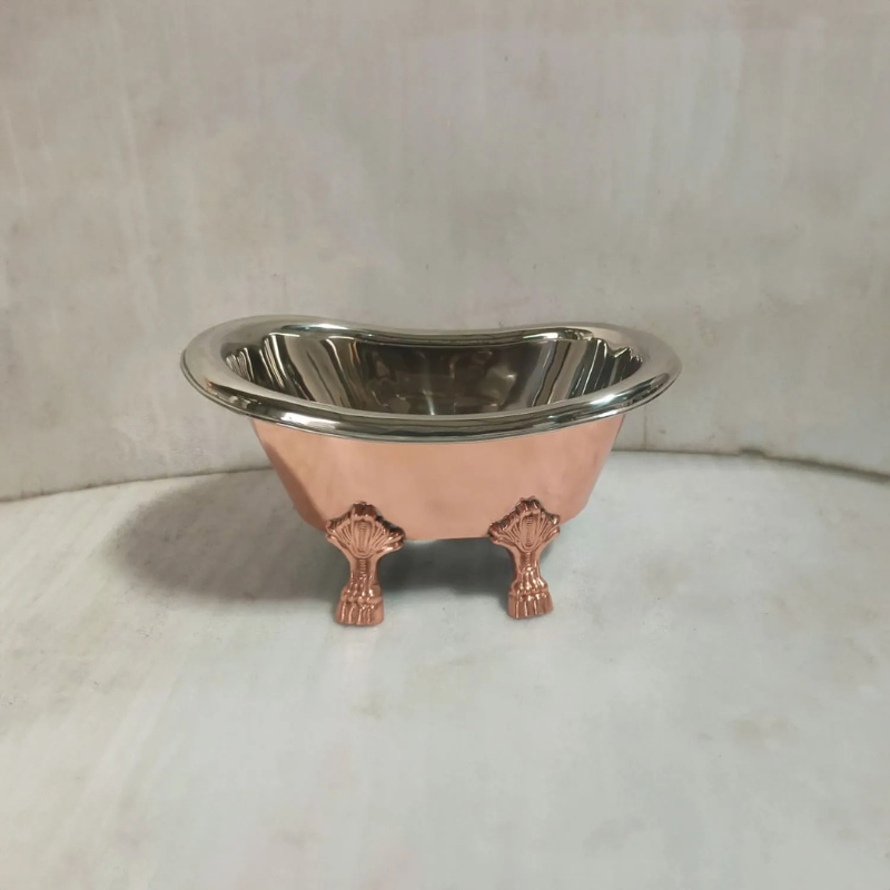 Coppersmith Creations Clawfoot Copper Baby Tub Style Basin (1 size, Nickel Interior, Polished Copper Exterior) - Brand New Bathrooms