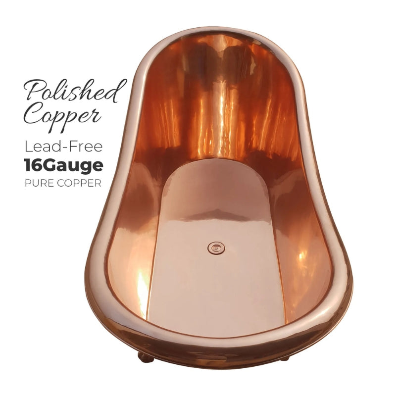 Coppersmith Creations Clawfoot Copper Bathtub Matt White Powder Coated Outside (1 Size, Copper, Powder Coated) - Brand New Bathrooms