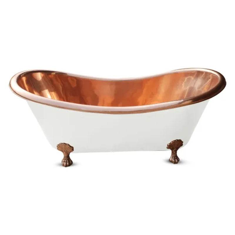 Coppersmith Creations Clawfoot Copper Bathtub Matt White Powder Coated Outside (1 Size, Copper, Powder Coated) - Brand New Bathrooms