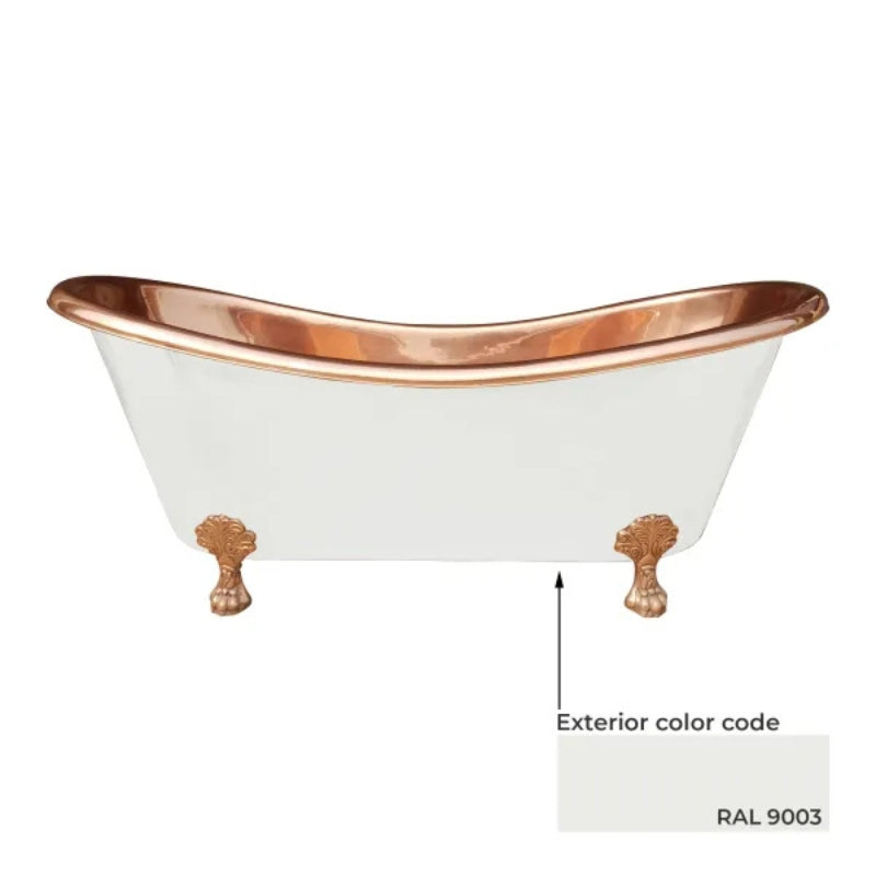 Coppersmith Creations Clawfoot Copper Bathtub Matt White Powder Coated Outside (1 Size, Copper, Powder Coated) - Brand New Bathrooms
