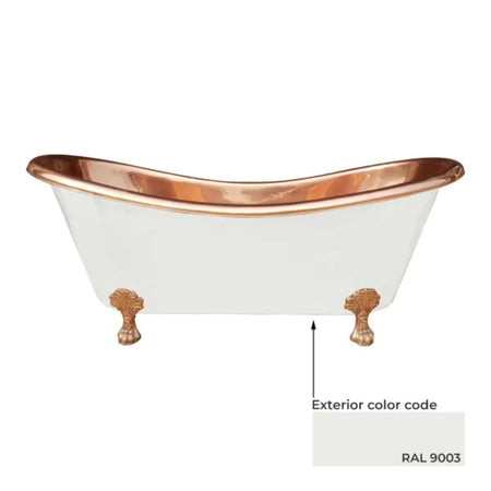 Coppersmith Creations Clawfoot Copper Bathtub Matt White Powder Coated Outside (1 Size, Copper, Powder Coated) - Brand New Bathrooms
