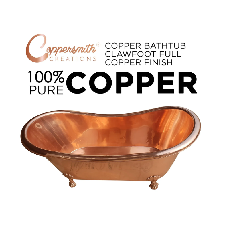 Coppersmith Creations Clawfoot Full Copper Bathtub (1 size, Copper) - Brand New Bathrooms