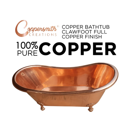 Coppersmith Creations Clawfoot Full Copper Bathtub (1 size, Copper) - Brand New Bathrooms