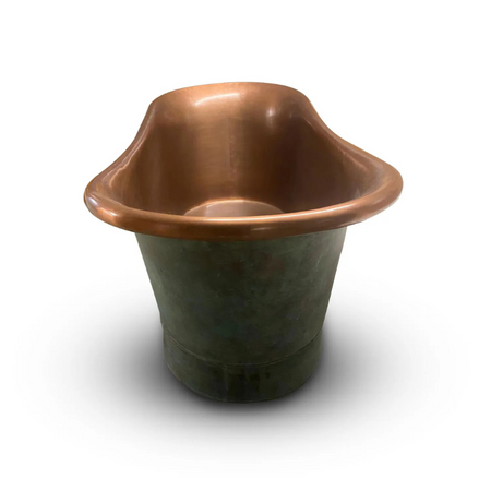 Coppersmith Creations Copper Bathtub with Beading on Base (1 size, Antique Copper Interior, Blue-Green Patina Exterior) - Brand New Bathrooms