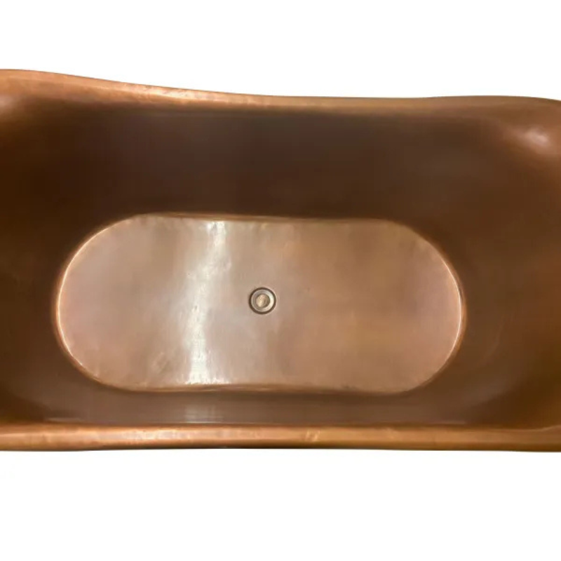 Coppersmith Creations Copper Bathtub with Beading on Base (1 size, Antique Copper Interior, Blue-Green Patina Exterior) - Brand New Bathrooms