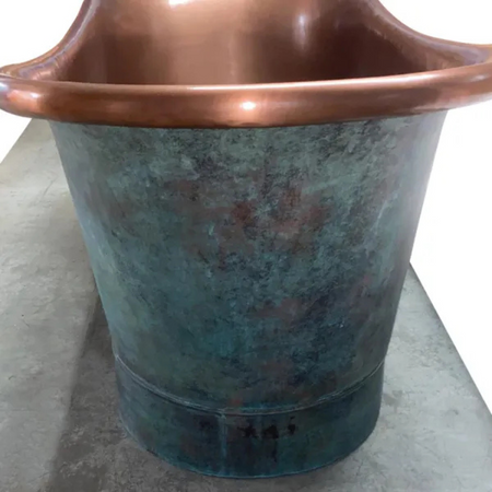 Coppersmith Creations Copper Bathtub with Beading on Base (1 size, Antique Copper Interior, Blue-Green Patina Exterior) - Brand New Bathrooms