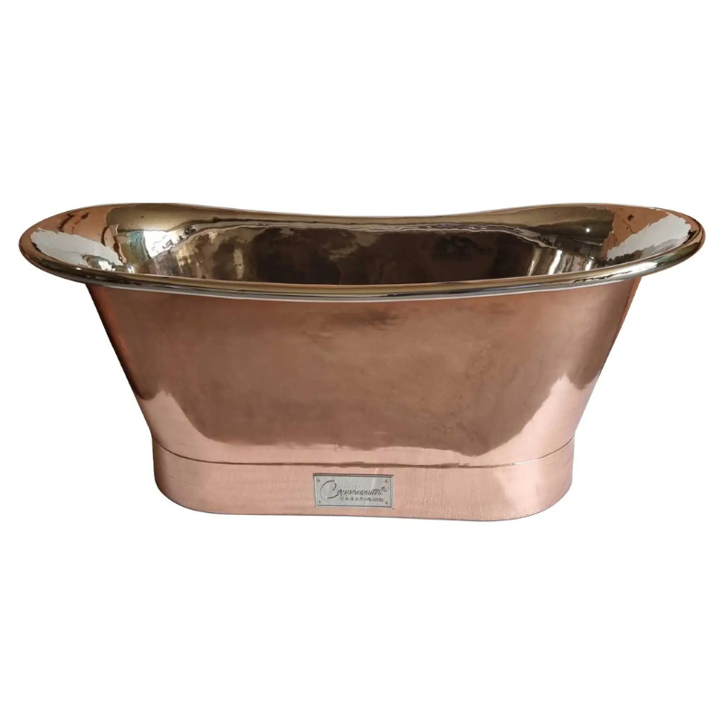Coppersmith Creations Straight Base Copper Bathtub (1 size, Nickel Interior, Shiny Copper Exterior) - Brand New Bathrooms