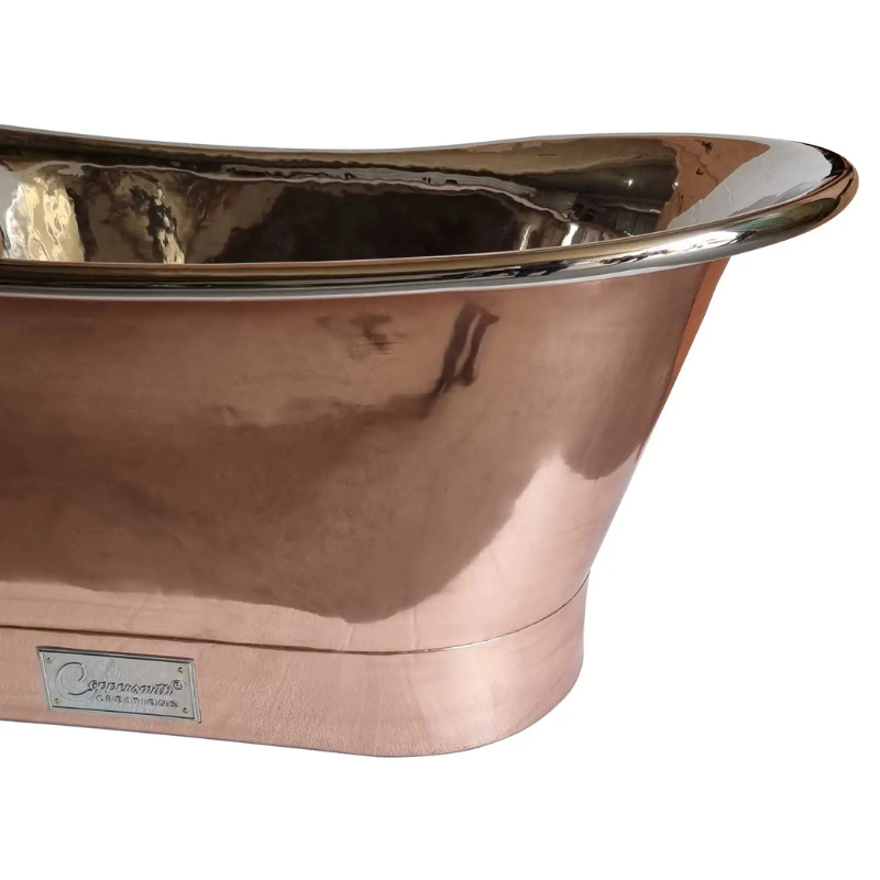 Coppersmith Creations Straight Base Copper Bathtub (1 size, Nickel Interior, Shiny Copper Exterior) - Brand New Bathrooms