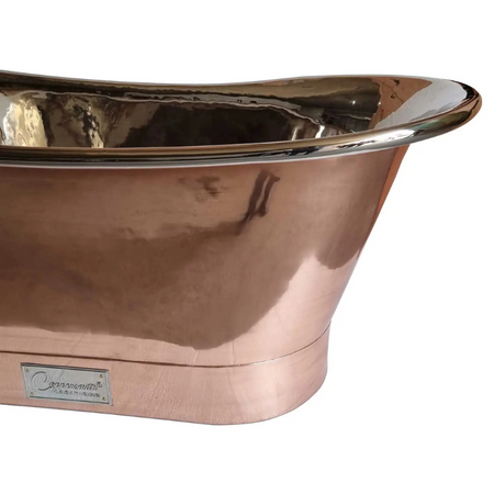 Coppersmith Creations Straight Base Copper Bathtub (1 size, Nickel Interior, Shiny Copper Exterior) - Brand New Bathrooms