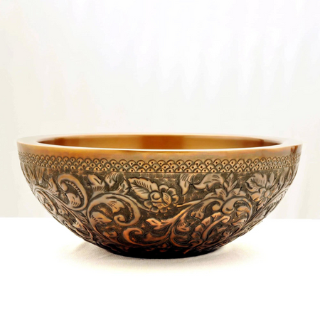 Coppersmith Creations Double Walled Round Copper Sink (1 size, Light embossed finish) - Brand New Bathrooms