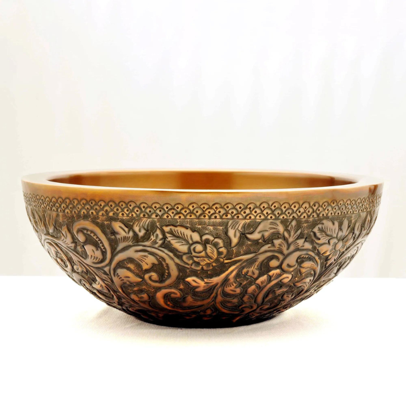 Coppersmith Creations Double Walled Round Copper Sink (1 size, Light embossed finish) - Brand New Bathrooms