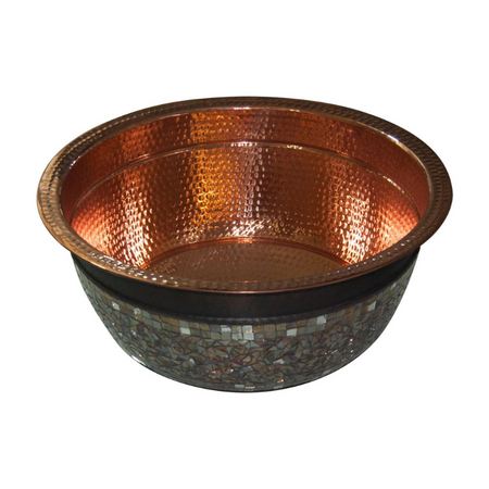 Coppersmith Creations Round Copper Sink (1 size, Glass Mosaic Exterior) - Brand New Bathrooms