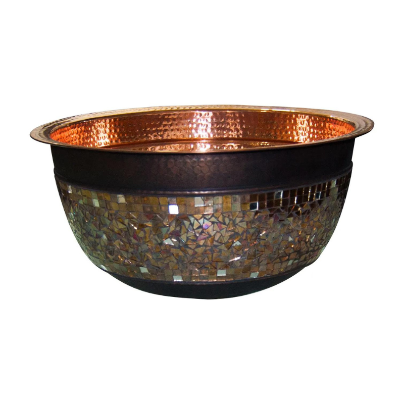 Coppersmith Creations Round Copper Sink (1 size, Glass Mosaic Exterior) - Brand New Bathrooms