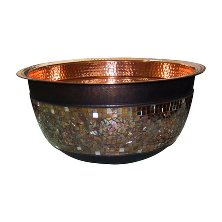 Coppersmith Creations Round Copper Sink (1 size, Glass Mosaic Exterior) - Brand New Bathrooms