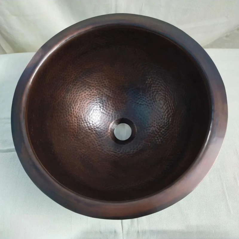 Coppersmith Creations Hammered Antique Round Copper Sink (1 size, Dark Copper) - Brand New Bathrooms