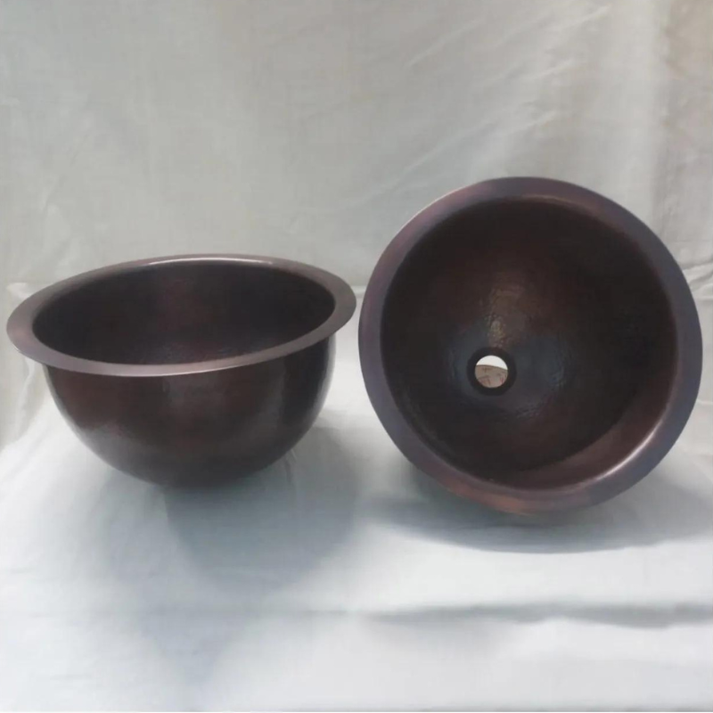 Coppersmith Creations Hammered Antique Round Copper Sink (1 size, Dark Copper) - Brand New Bathrooms