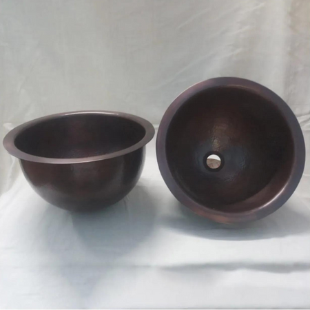 Coppersmith Creations Hammered Antique Round Copper Sink (1 size, Dark Copper) - Brand New Bathrooms