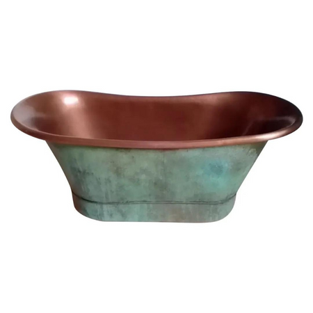 Coppersmith Creations Copper Tub Style Straight Base Sink (1 size, Blue-Green Patina Exterior) - Brand New Bathrooms