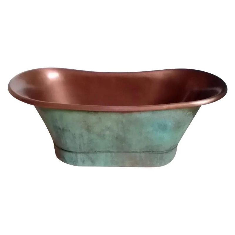 Coppersmith Creations Copper Tub Style Straight Base Sink (1 size, Blue-Green Patina Exterior) - Brand New Bathrooms