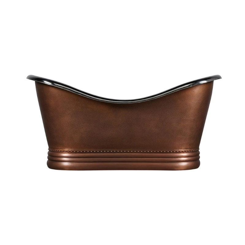 Coppersmith Creations Double Slipper Nickel Interior Copper Bathtub (2 sizes, Hammered Copper Exterior, Nickel Interior) - Brand New Bathrooms