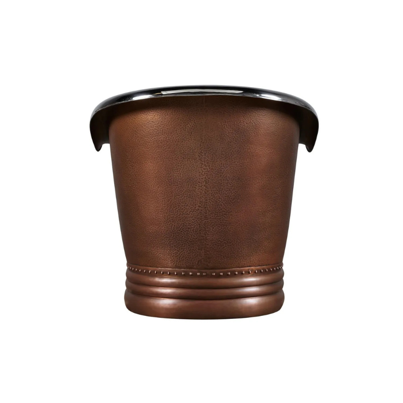 Coppersmith Creations Double Slipper Nickel Interior Copper Bathtub (2 sizes, Hammered Copper Exterior, Nickel Interior) - Brand New Bathrooms