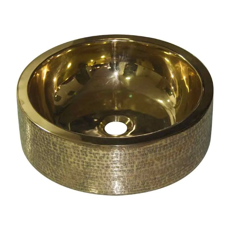 Coppersmith Creations Double Wall Brass Sink (1 size, Brass) (Patterned Exterior) - Brand New Bathrooms