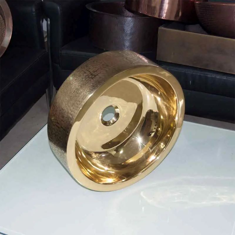 Coppersmith Creations Double Wall Brass Sink (1 size, Brass) (Patterned Exterior) - Brand New Bathrooms