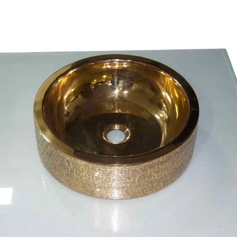 Coppersmith Creations Double Wall Brass Sink (1 size, Brass) (Patterned Exterior) - Brand New Bathrooms