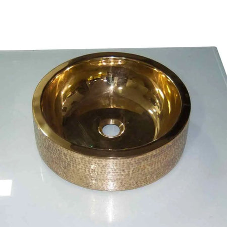Coppersmith Creations Double Wall Brass Sink (1 size, Brass) (Patterned Exterior) - Brand New Bathrooms