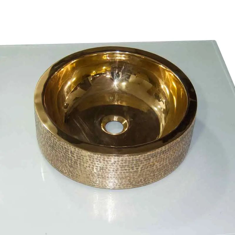 Coppersmith Creations Double Wall Brass Sink (1 size, Brass) (Patterned Exterior) - Brand New Bathrooms