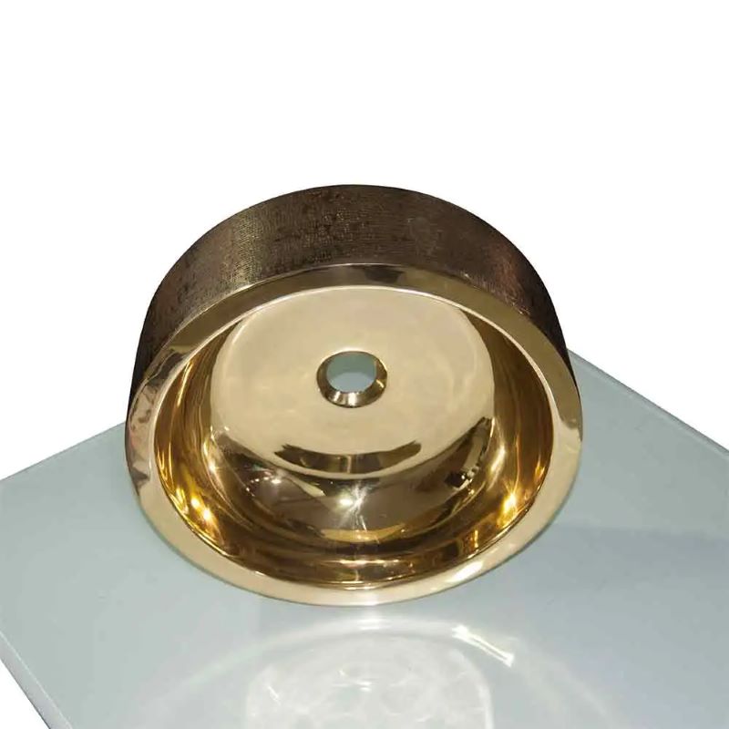 Coppersmith Creations Double Wall Brass Sink (1 size, Brass) (Patterned Exterior) - Brand New Bathrooms