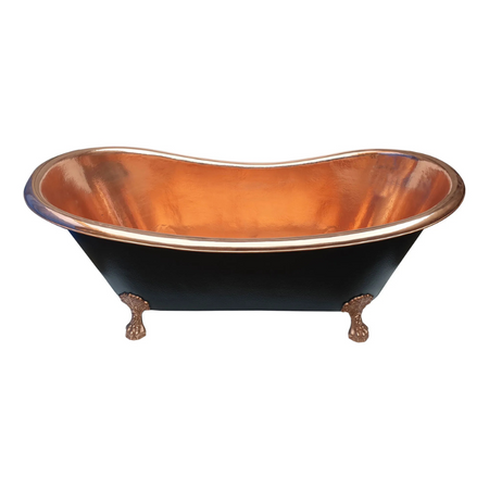 Coppersmith Creations Hammered Clawfoot Copper Bathtub (1 size, Black Exterior) - Brand New Bathrooms