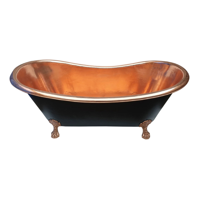 Coppersmith Creations Hammered Clawfoot Copper Bathtub (1 size, Black Exterior) - Brand New Bathrooms