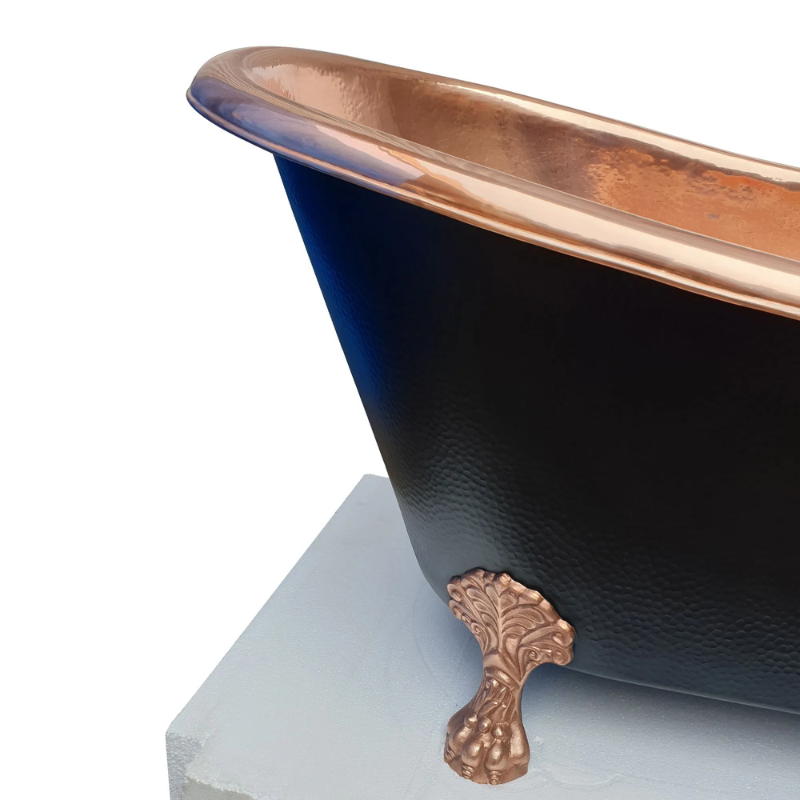Coppersmith Creations Hammered Clawfoot Copper Bathtub (1 size, Black Exterior) - Brand New Bathrooms