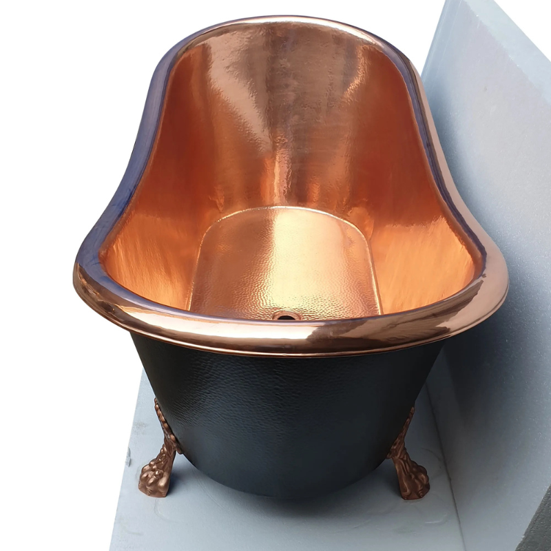 Coppersmith Creations Hammered Clawfoot Copper Bathtub (1 size, Black Exterior) - Brand New Bathrooms