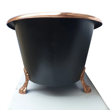 Coppersmith Creations Hammered Clawfoot Copper Bathtub (1 size, Black Exterior) - Brand New Bathrooms