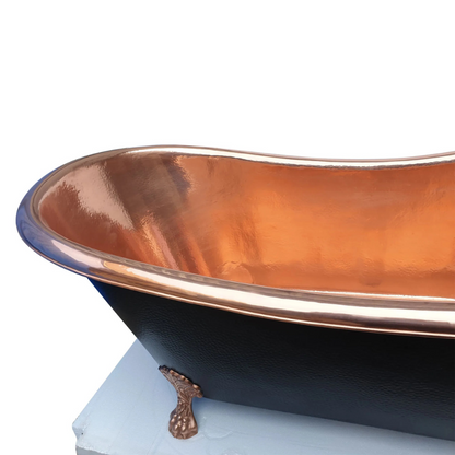 Coppersmith Creations Hammered Clawfoot Copper Bathtub (1 size, Black Exterior) - Brand New Bathrooms