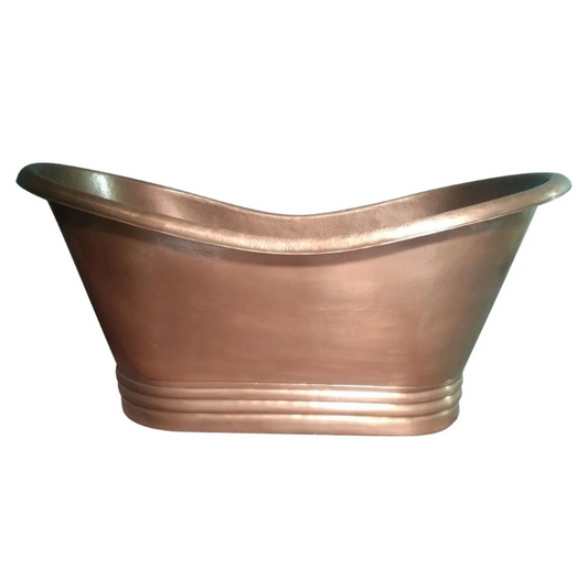 Coppersmith Creations Hammered Medium Antique Finish Copper Double Slipper Bathtub