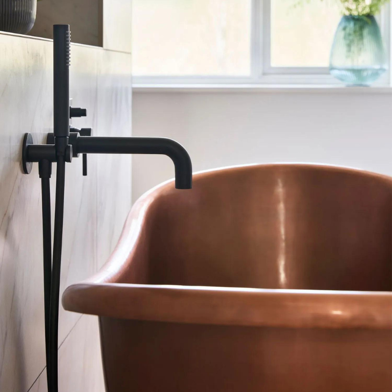 Coppersmith Creations Slanted Cascading Base Copper Bathtub (1 size, Full Antique Finish) - Brand New Bathrooms