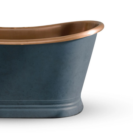 Coppersmith Creations Slanted Cascading Base Copper Bathtub (2 sizes, Graphite Grey exterior)) - Brand New Bathrooms