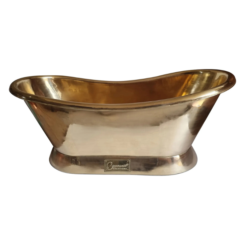Coppersmith Creations Slanting Base Brass Bathtub (1 size, Polished Brass) - Brand New Bathrooms