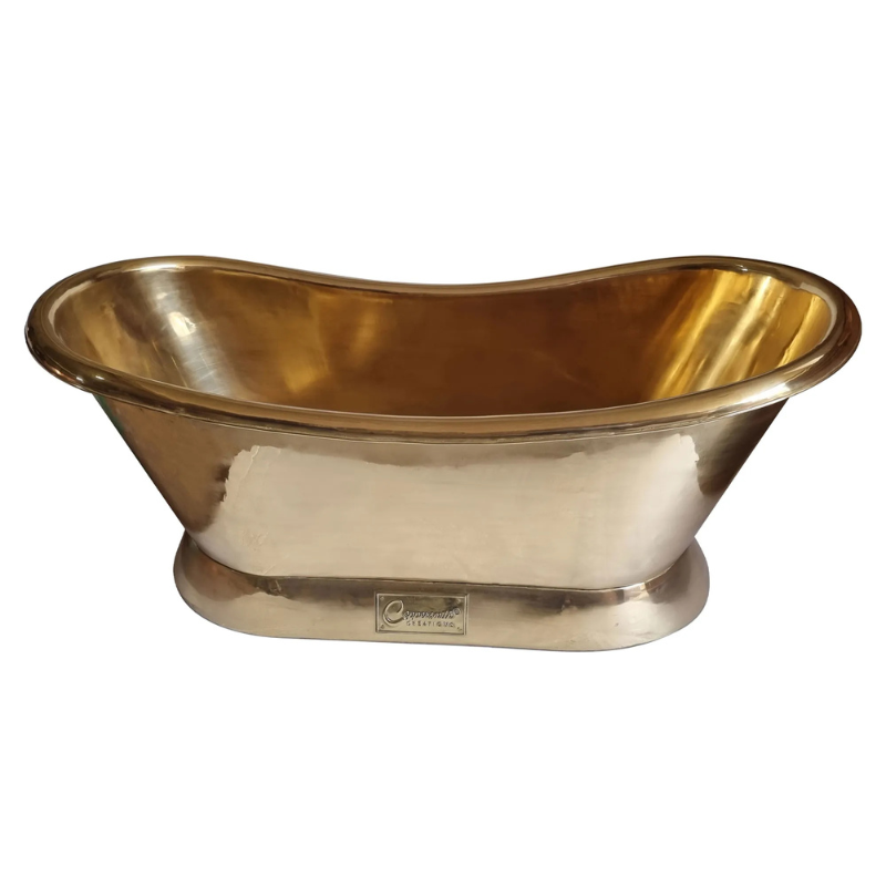 Coppersmith Creations Slanting Base Brass Bathtub (1 size, Polished Brass) - Brand New Bathrooms
