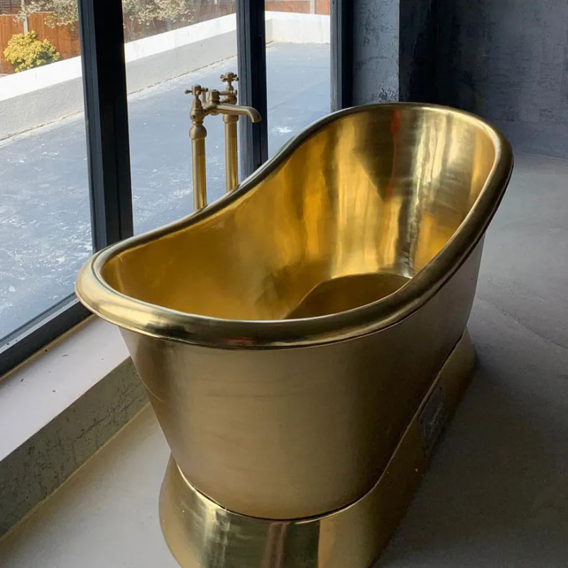 Coppersmith Creations Slanting Base Brass Bathtub (1 size, Polished Brass) - Brand New Bathrooms