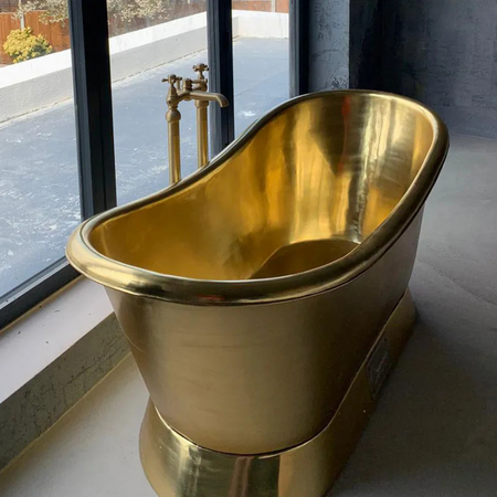 Coppersmith Creations Slanting Base Brass Bathtub (1 size, Polished Brass) - Brand New Bathrooms