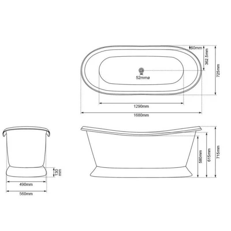 Coppersmith Creations Slanting Base Brass Bathtub (1 size, Polished Brass) - Brand New Bathrooms