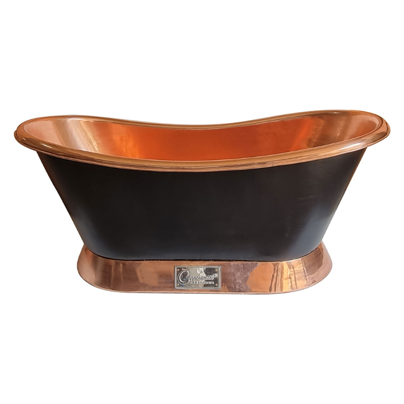 Coppersmith Creations Slanting Base Copper Bathtub (1 size, Black Exterior) - Brand New Bathrooms