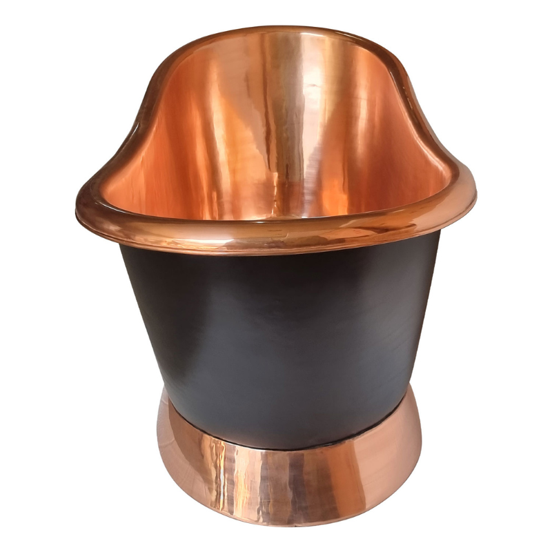 Coppersmith Creations Slanting Base Copper Bathtub (1 size, Black Exterior) - Brand New Bathrooms