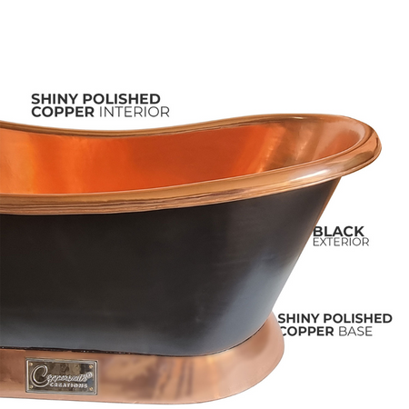 Coppersmith Creations Slanting Base Copper Bathtub (1 size, Black Exterior) - Brand New Bathrooms