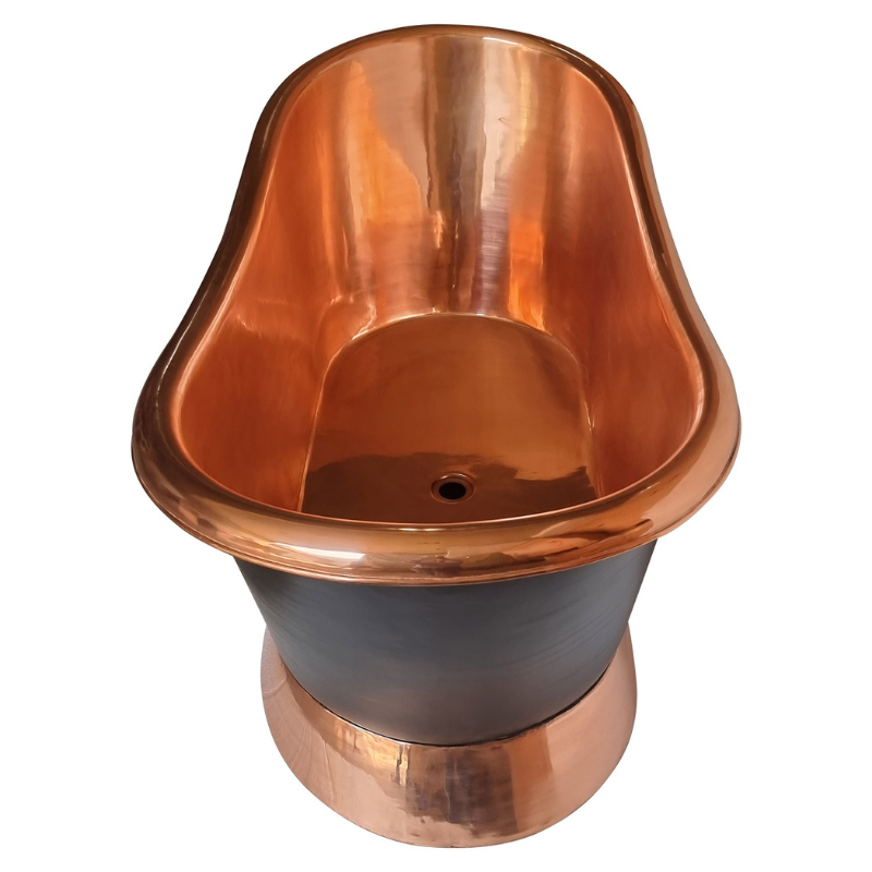 Coppersmith Creations Slanting Base Copper Bathtub (1 size, Black Exterior) - Brand New Bathrooms